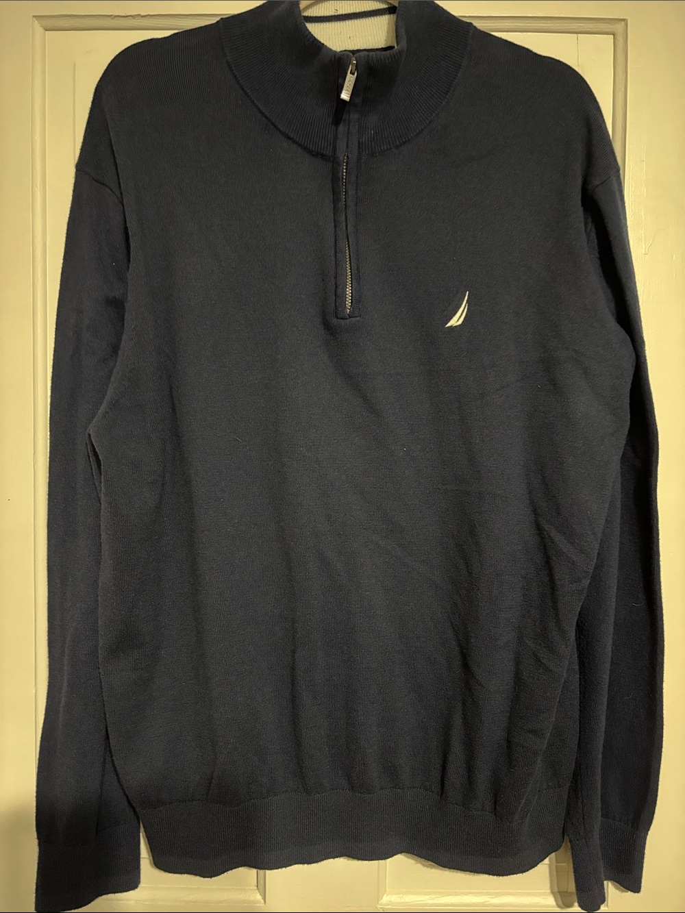 Nautica Navy Quarter-Zip Sweater with Embroidered Logo